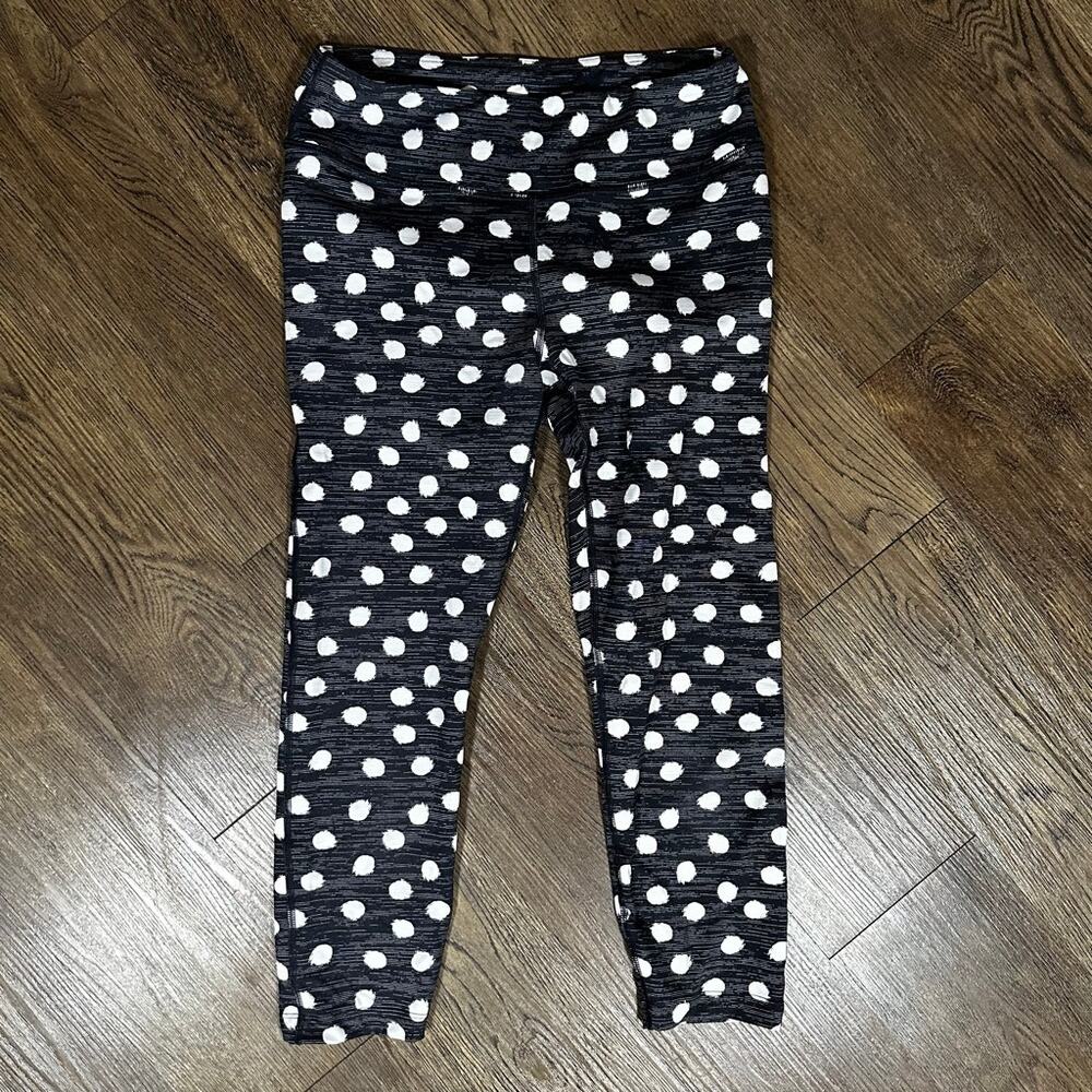 OUTDOOR VOICES TechSweat 3/4 Black White Polka Dot Leggings M - Picture 1 of 6